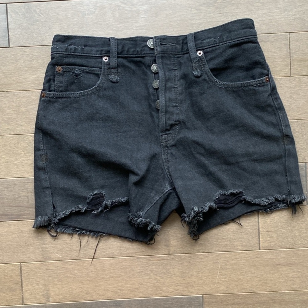 We The Free Charcoal Frayed Jean Shorts